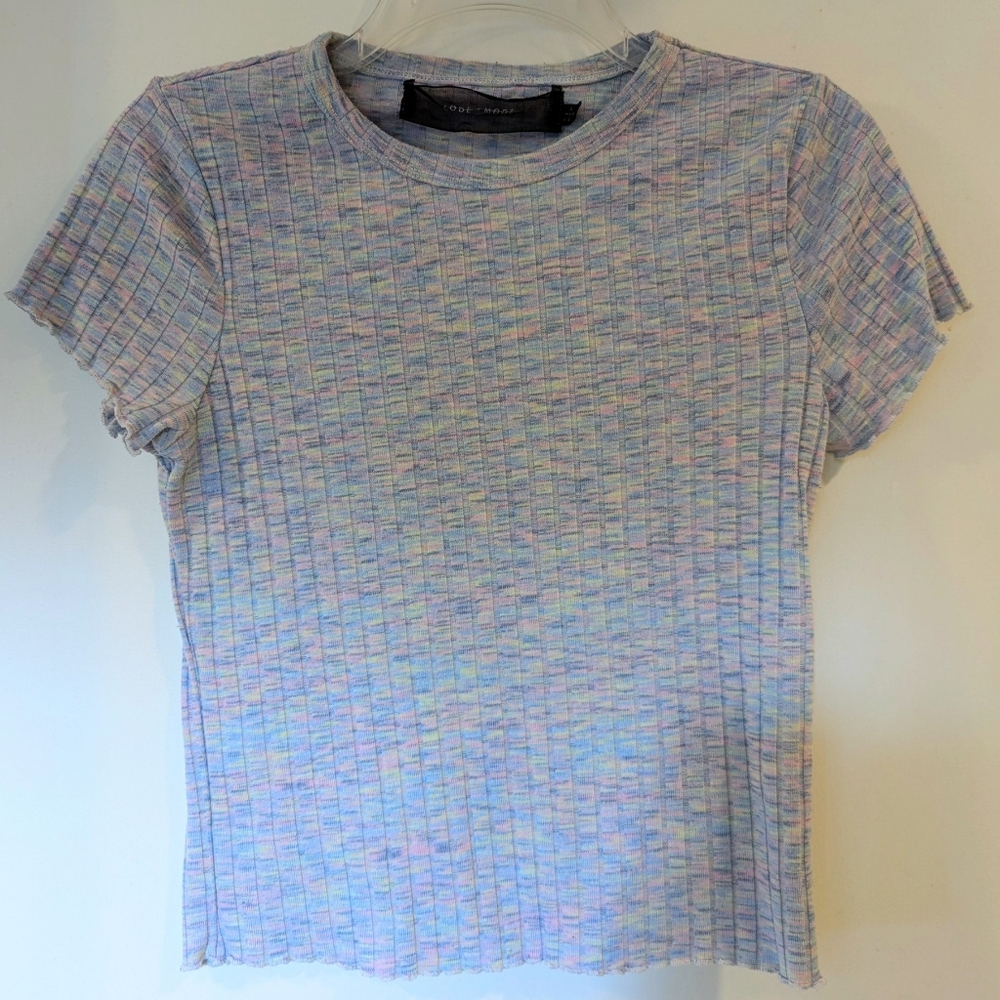 Rainbow Pastel / Glitchy Marled Multicolor Short Sleeve Tee